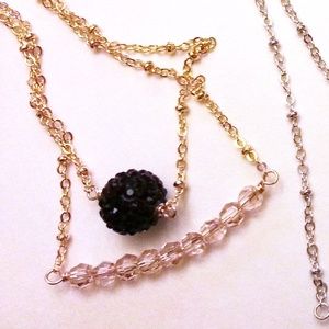 Gold Layered Bar Crystal Necklace